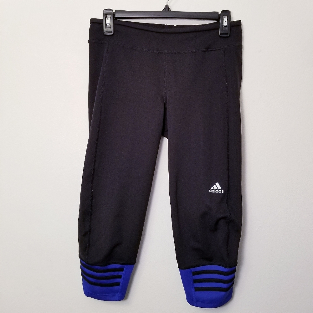 Adidas Medium Black/Blue Workout Capris Pants